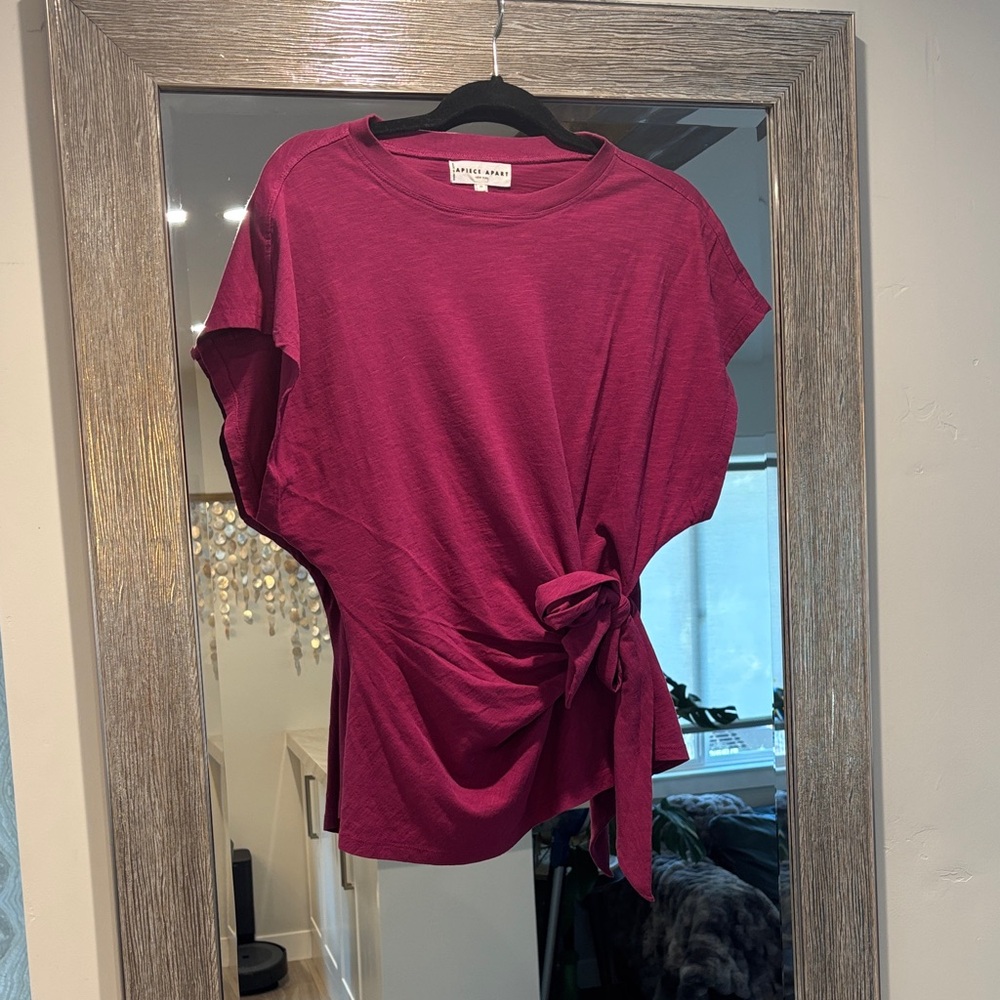 Apiece Apart Berry Tie-Waist Blouse